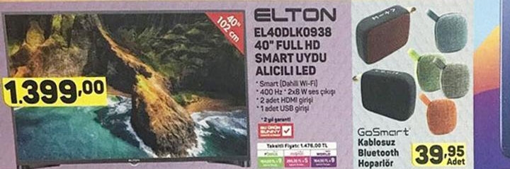 Elton EL40DLK0938 Smart Led Televizyon Fiyatı ve Özellikleri