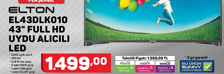 Elton El43DLK010 Uydu Alıcılı Led Televizyon A101 Fiyatı ve Özlelikleri