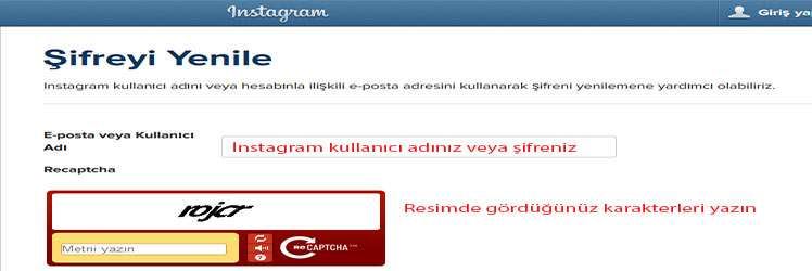 Instagram şifremi unuttum diyenler için şifre yenileme