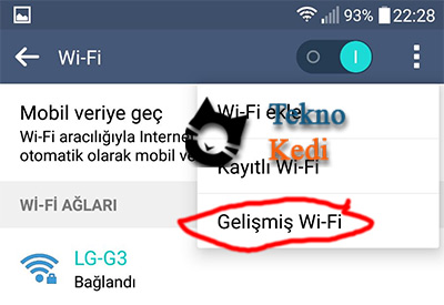 Android telefonlarda wi-fi adresi alma