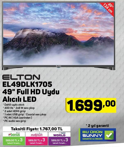 A101 Elton EL49DLK1705 Uydu Alıcılı 49 inç Televizyon